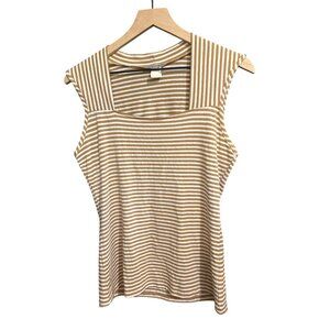 Body Central Y2K Striped‎ Sleeveless Top Beige & White Size L